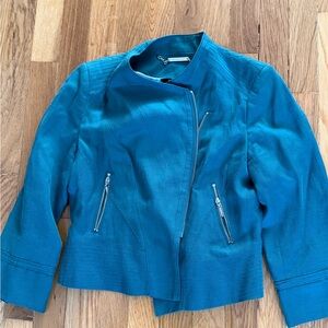 White House Black Market Teal-Green Cropped Jacket